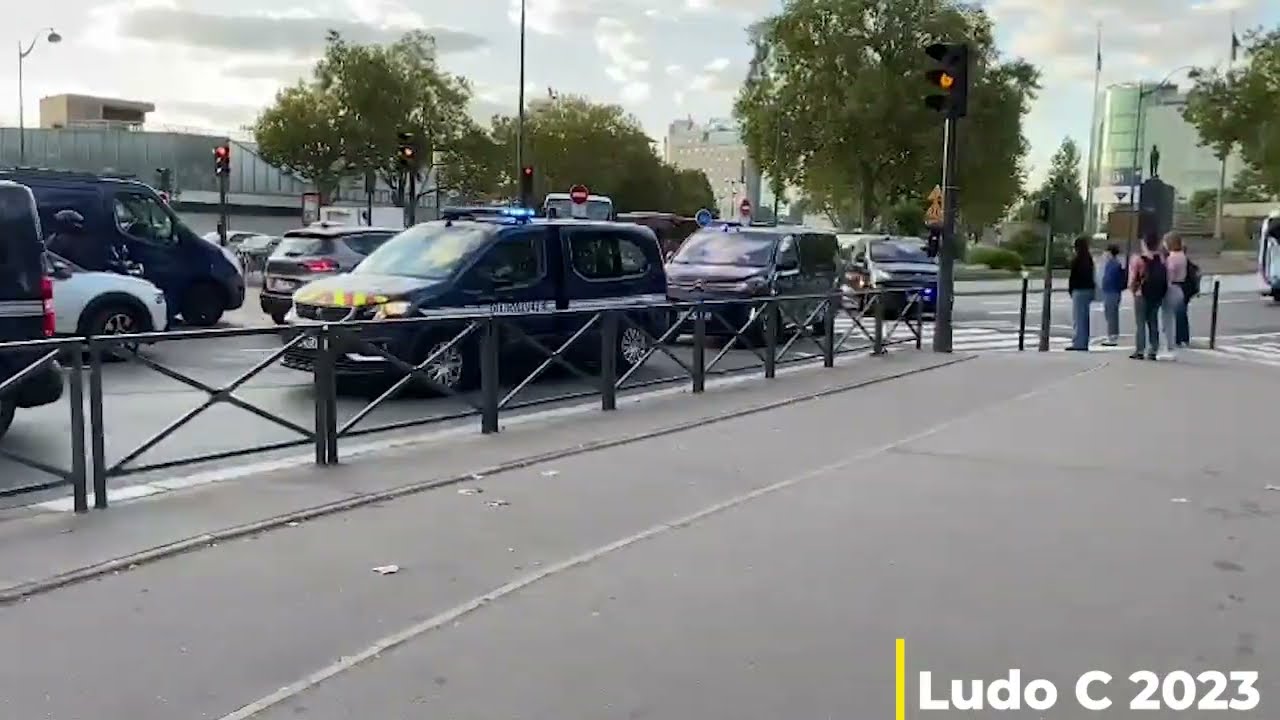 Important convoi de la Gendarmerie sous haute protection et sous haute tension  avec Motards