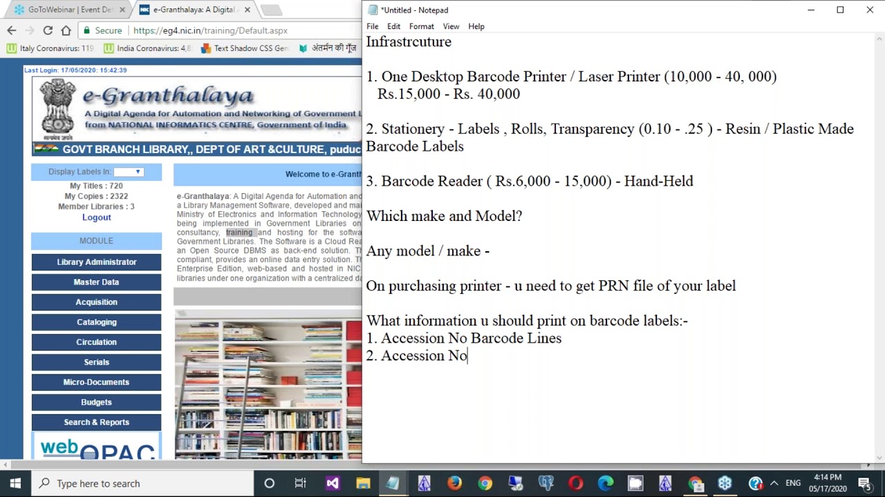 Webinar on e Granthalaya 4 0   How to Generate Barcode Labels
