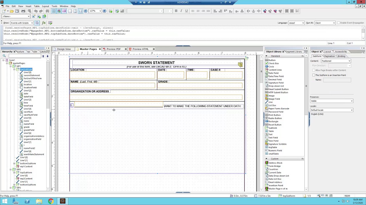 AEM Designer Tutorial 3: Subforms
