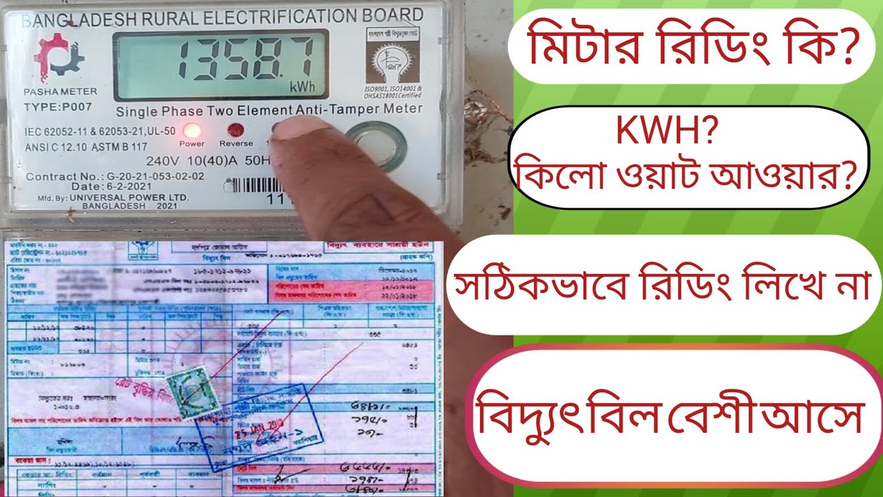 মিটার রিডিং কি #kwh কিলো ওয়াট আওয়ার| বিদ্যুৎ বিল| পল্লী বিদ্যুৎ কারেন্ট বিল| What is #meter Reading