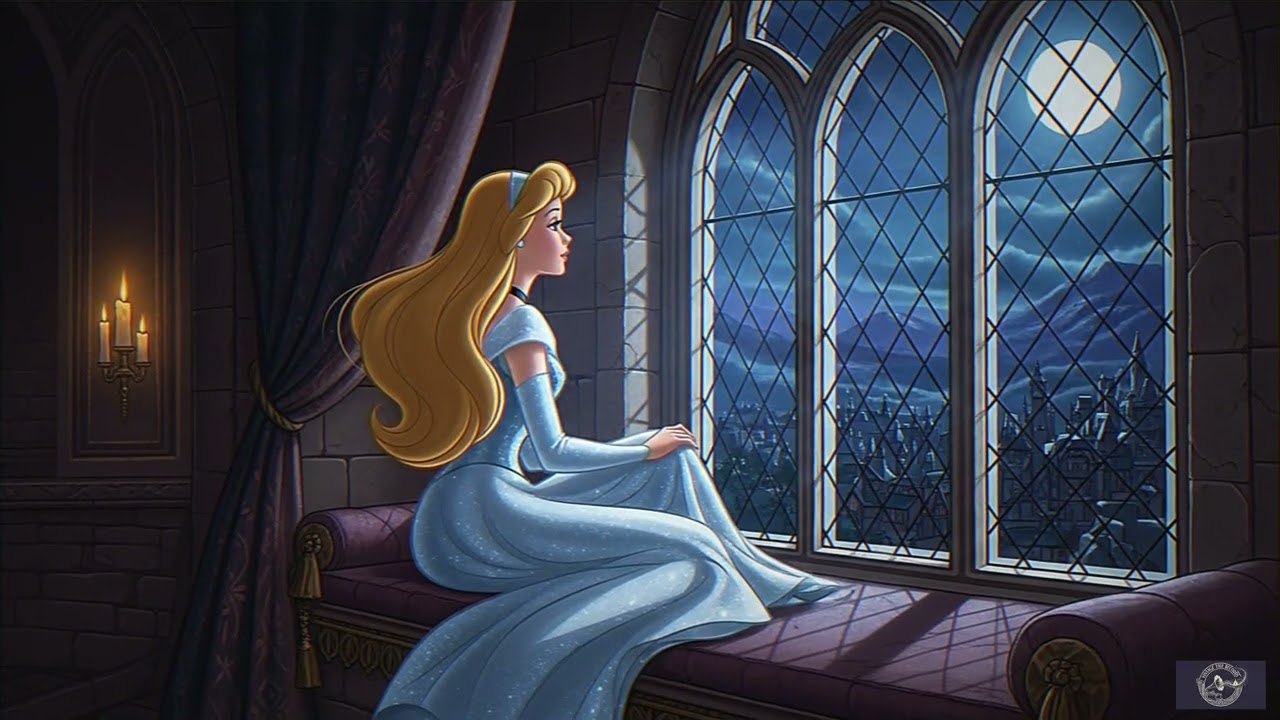 Midnight Dreams at the Moonlit Window 🌙 1950s Vintage Disney Style | Cozy Princess Ambience Sleep