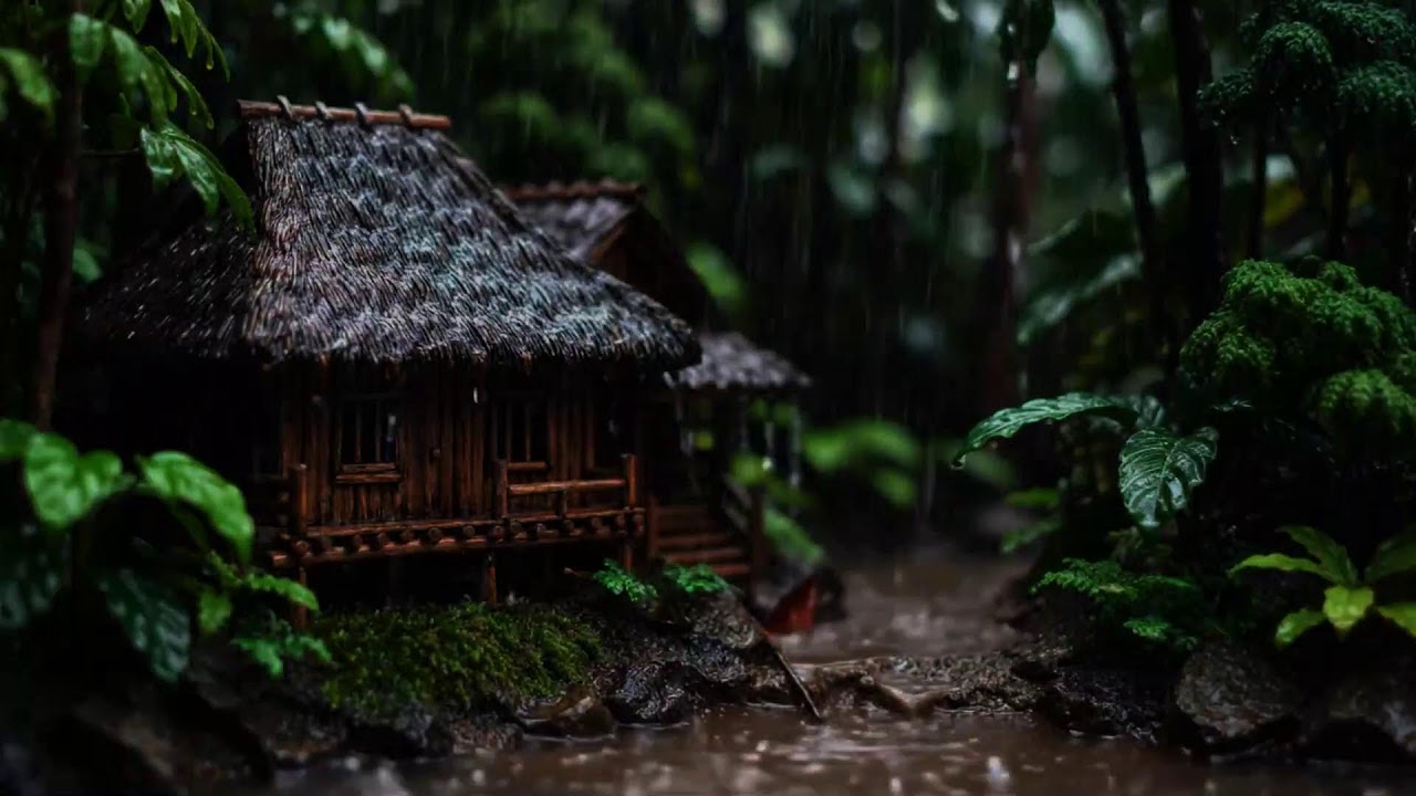 Rain in the Forest Cabin ASMR – Peaceful Jungle Rain Sounds for Sleep, Relax & Study