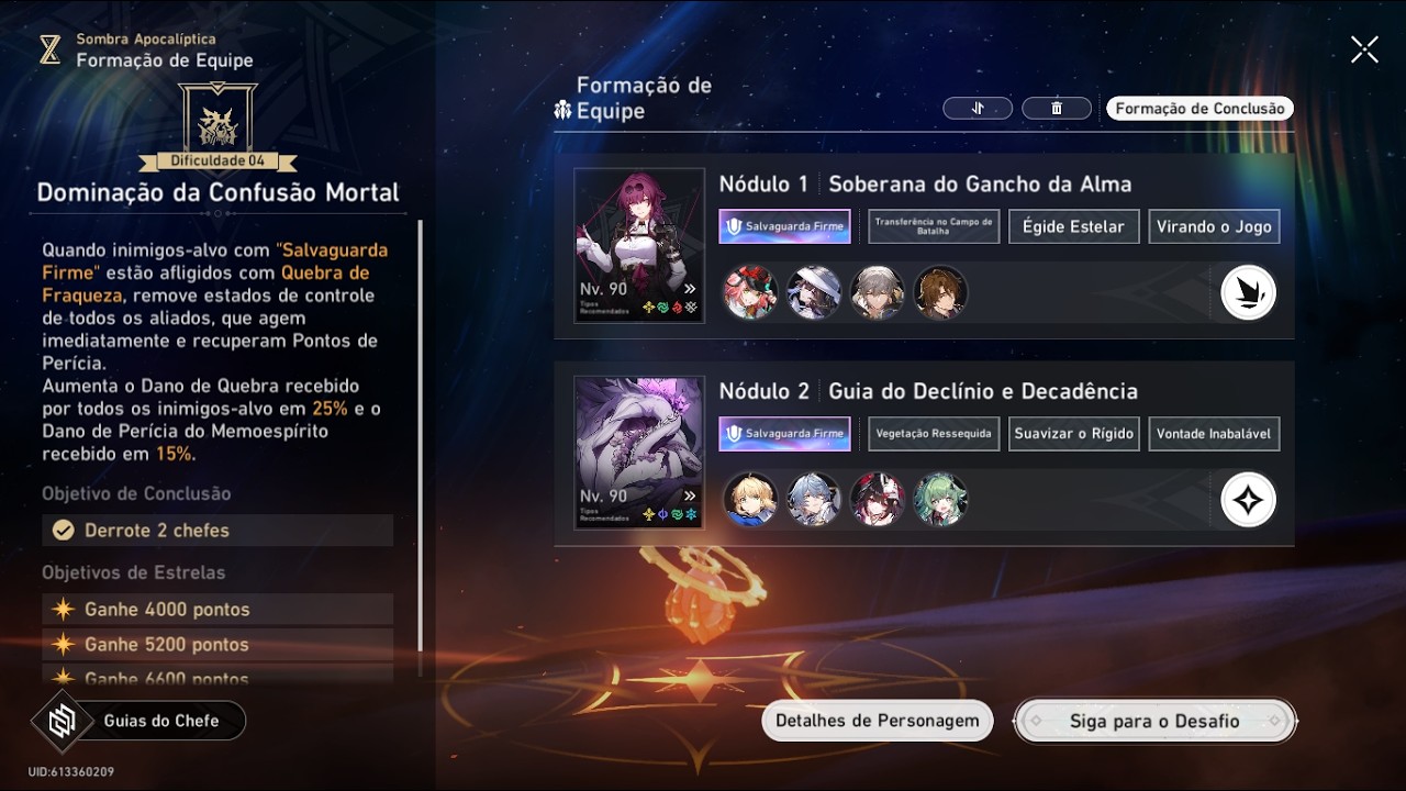 Rappa e Saber no estágio 3 do sombra apocalíptica- Honkai star rail