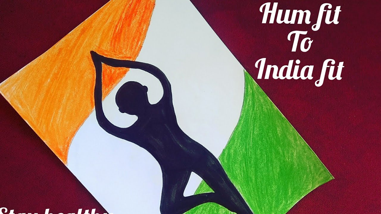 Hum fit to India fit drawing/fit India poster drawing for competition step by step/fit India drawing
