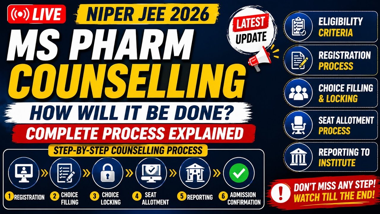 🚨 NIPER JEE 2026 MS Pharm Counselling | Complete Process Explained Step-by-Step | Latest Update