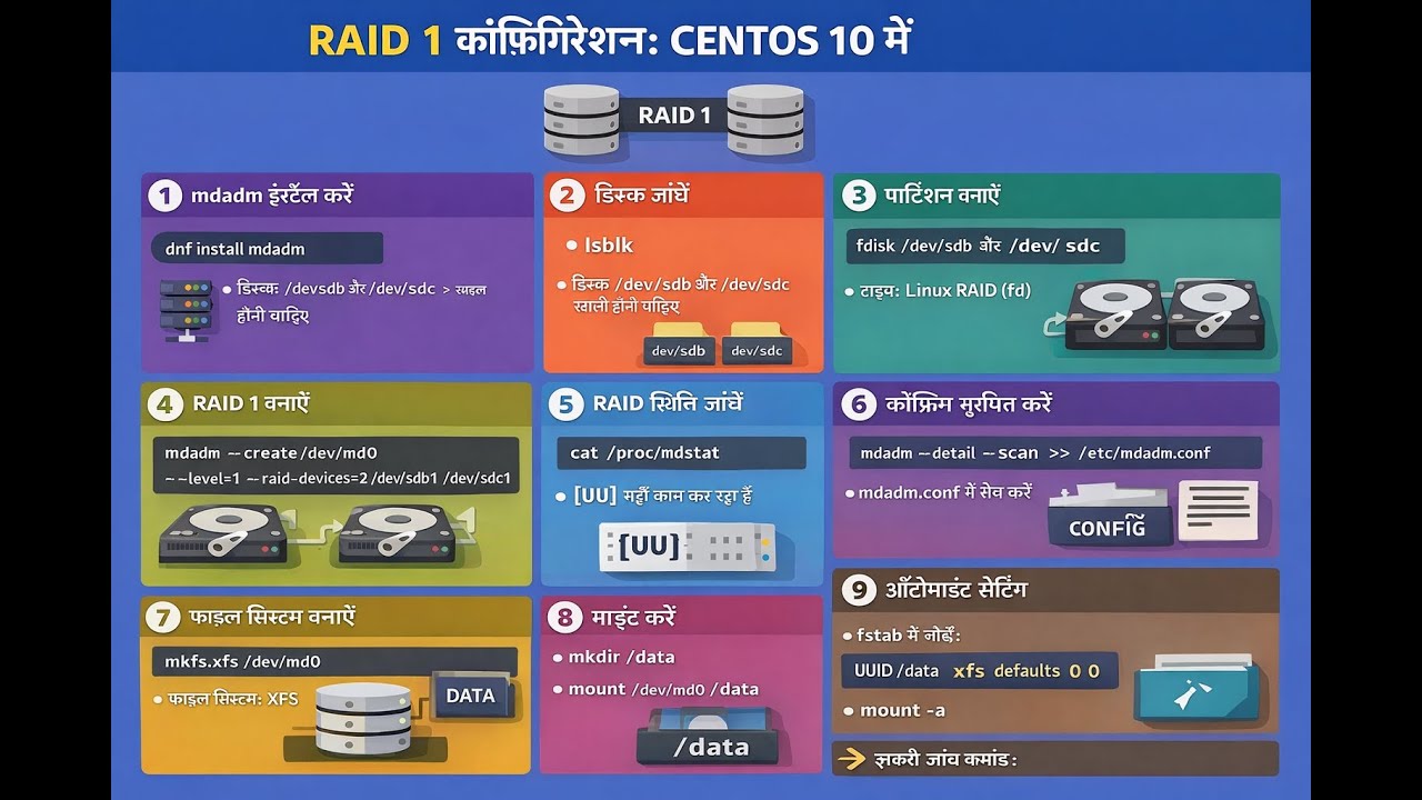 RAID 1 CONFIGURE IN CENTOS 10 | HINDI | CENTOS 10 | PART1