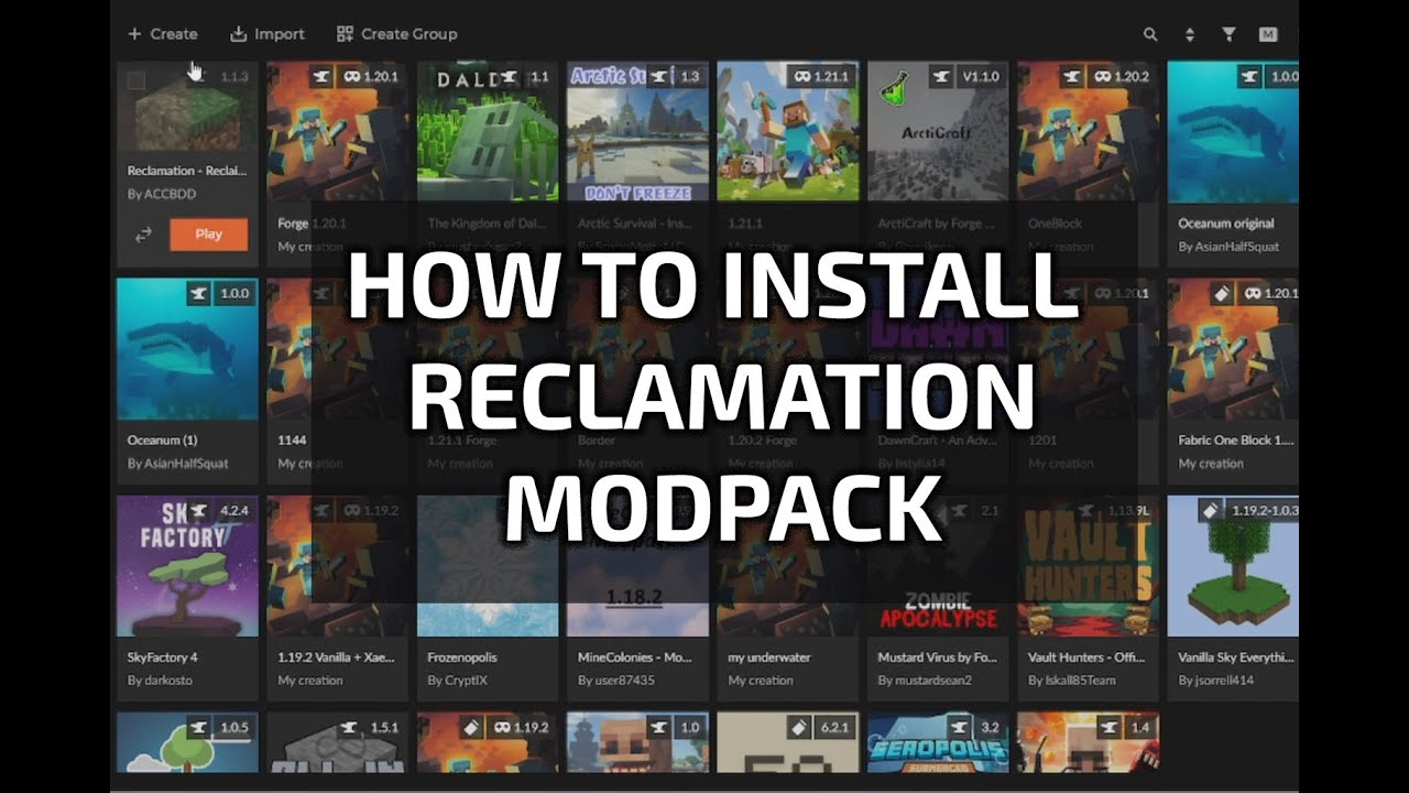 How to play (install) Reclamation Modpack (or any modpack actually)