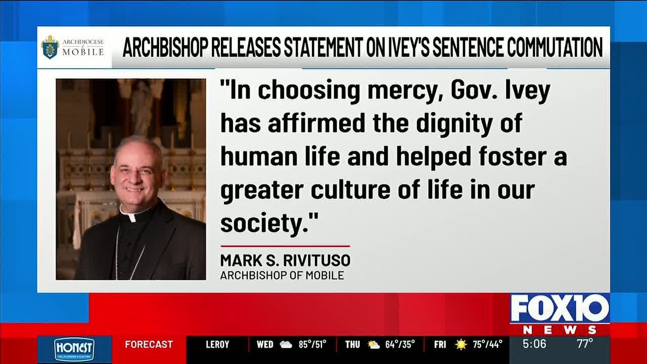 Archdiocese of Mobile releases statement on Gov. Ivey sentence commutation