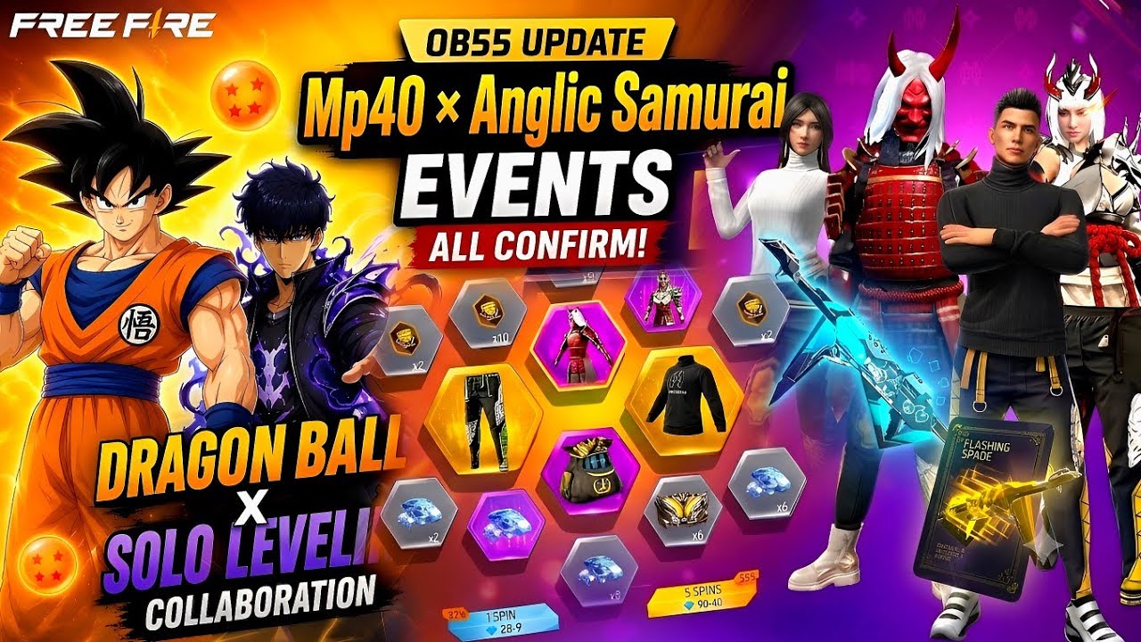 OB55 UPDATE, ANGELIC,Dragon Ball x Solo Leveling Collaboration🔥| Free Fire New Event | Ff New Evevnt