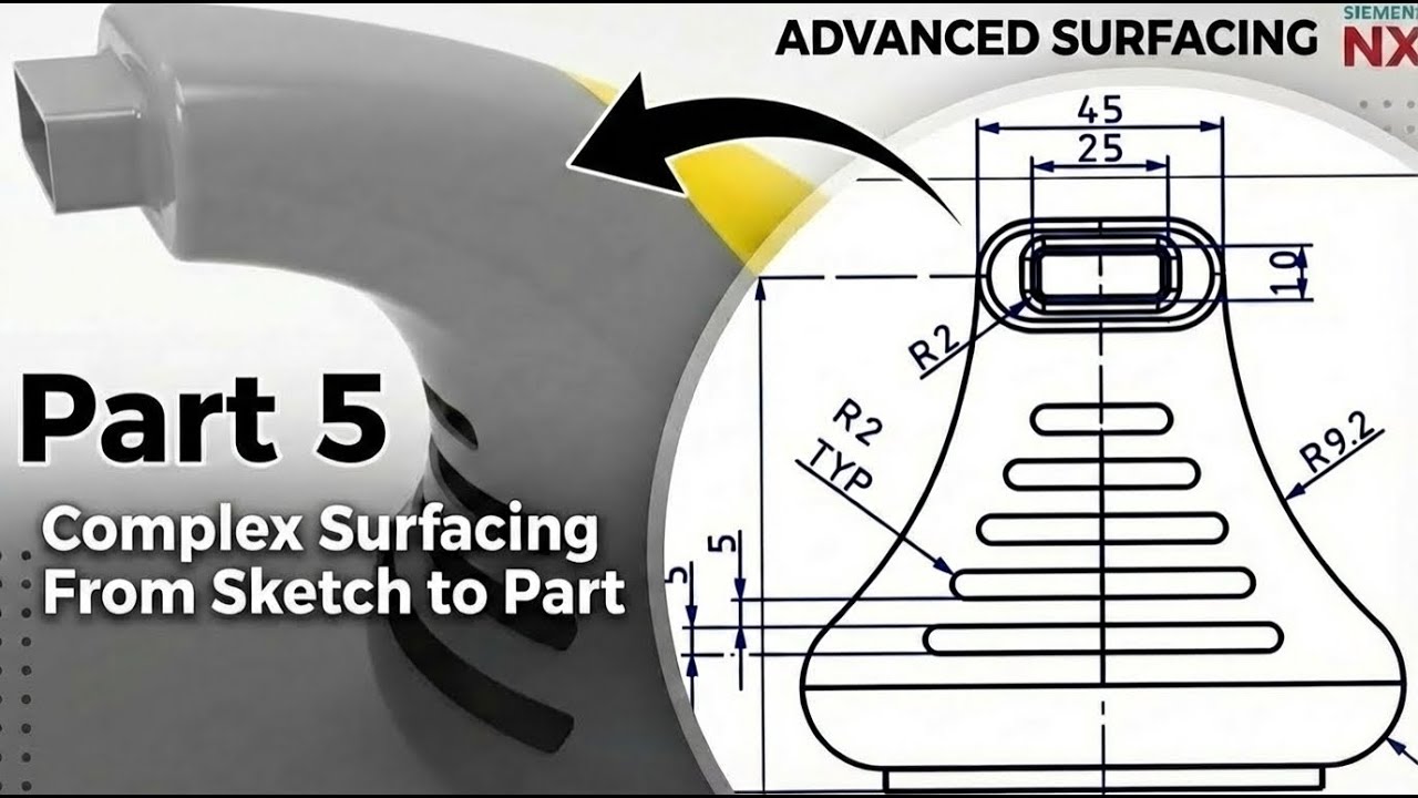 Siemens NX Surface Modeling: From Surface to Solid (Sew, Shell & Detail) | Part 5