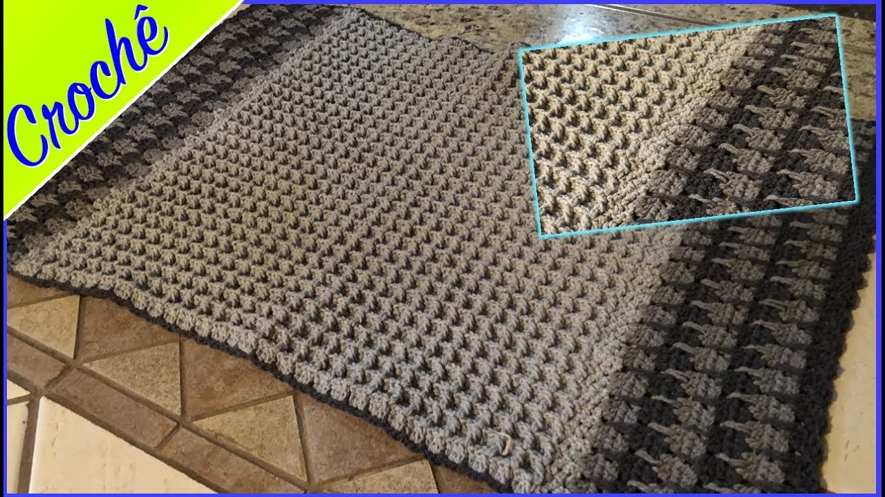 Tapete de barbante ponto Waffle -- Crochê