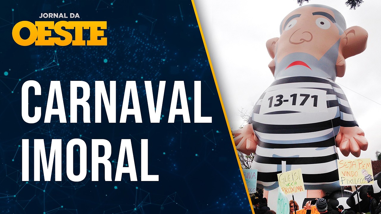 Fantasia de ladrão, sacos de dinheiro e adesivos do INSS ironizam Lula no carnaval