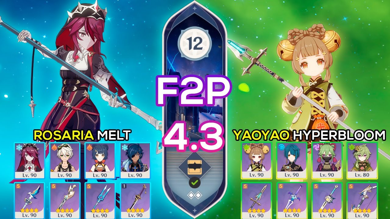 [F2P] Rosaria Melt & Yaoyao Hyperbloom - Spiral Abyss 4.3 - Genshin Impact