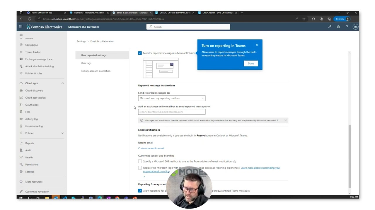 Demo   M365 Defender   Menu, Settings, Threat Reporting