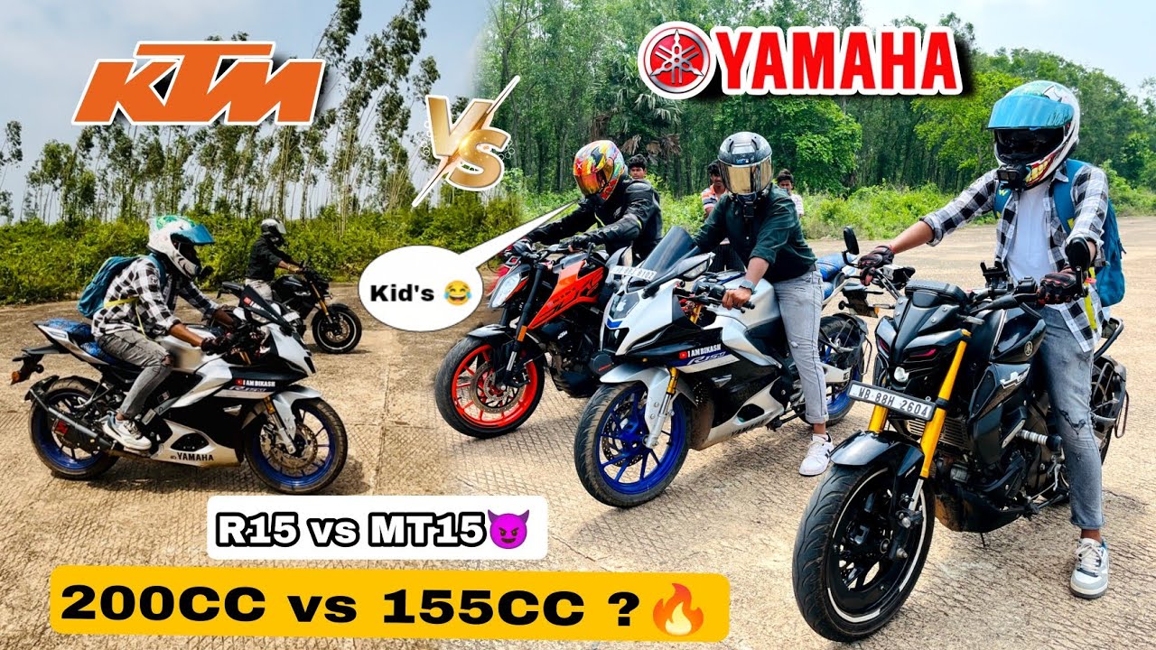 KTM Vs Yamaha 🤬 || Duke 200 vs MT15 vs Yamaha R15M || Tripple Battle 😱🔥