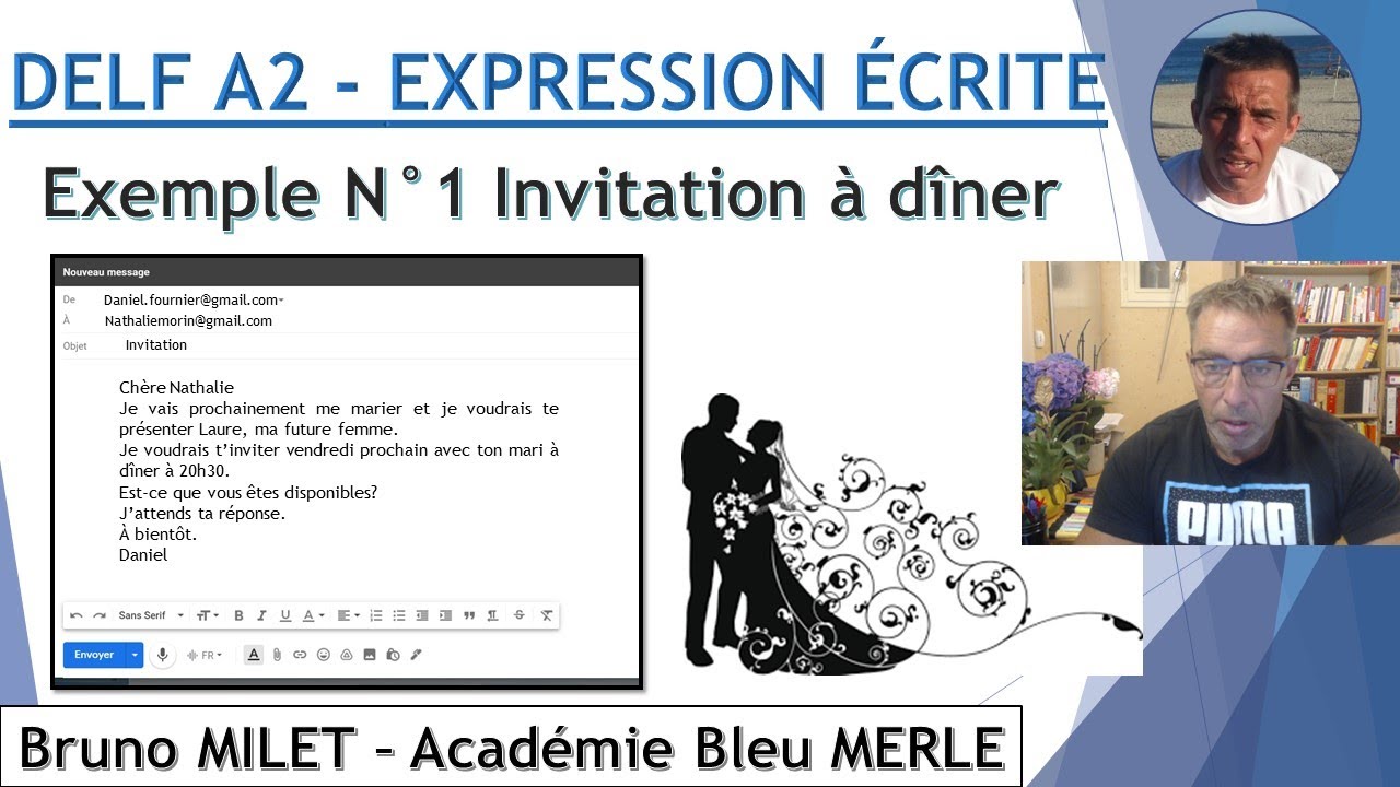 DELF A2    PRODUCTION ÉCRITE N°1 - MAIL - Accepter une invitation - Remercier - Demande informations