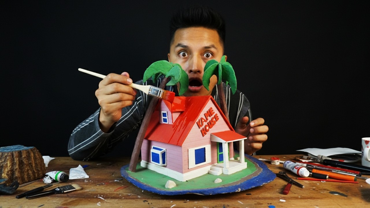 Como hacer a kame House - La casa de Goku de cartón |tutorial | Diy | Cuarto de Arte