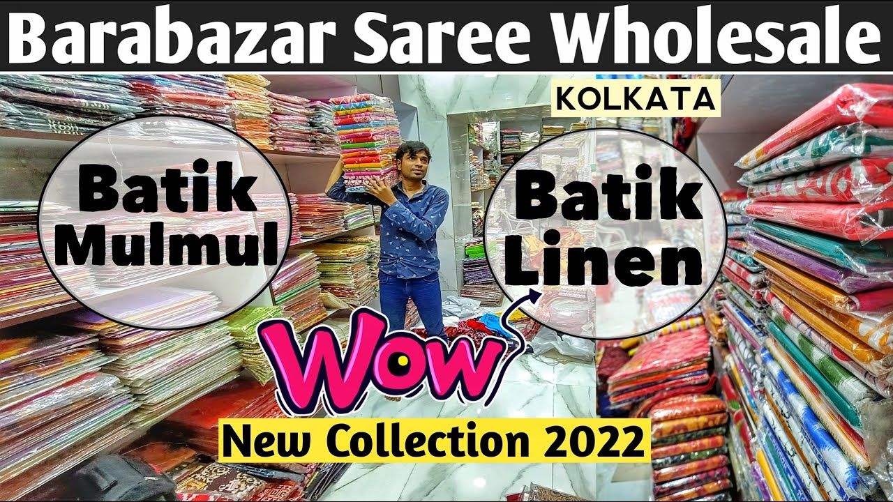Barabazar Mulmul & Linen Saree Manufacturer | Huge Stock Batik Collection 😱😱| Barabazar Saree Market