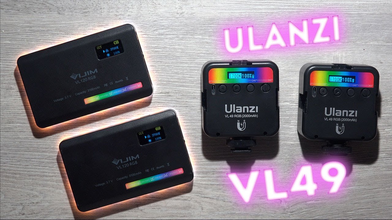 RGB светильник ULANZI VL49 распаковка и сравнение с ULANZI VL120