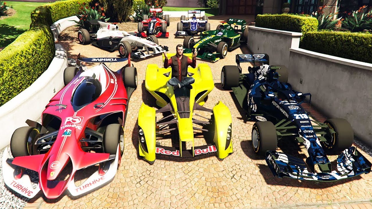 GTA 5 ✪ Stealing FORMULA 1 Cars with Michael ✪ (Real Life Cars #33)