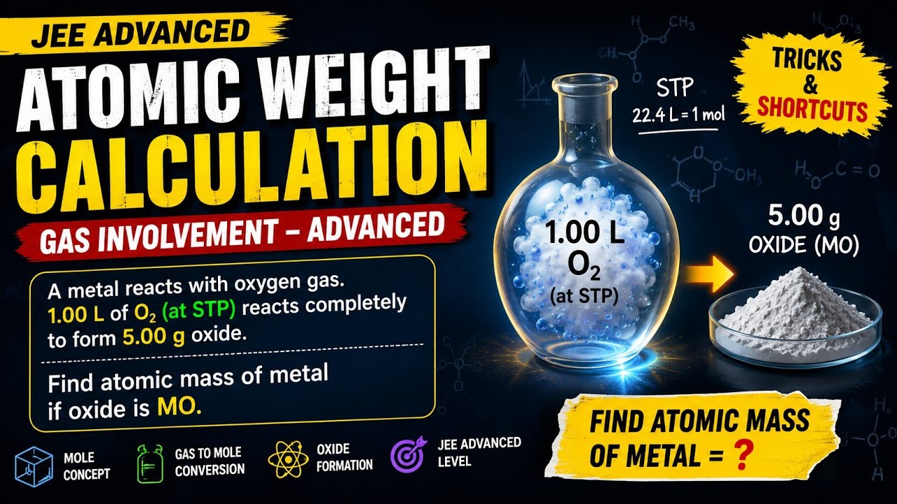 How to solve by using JEE Advanced Atomic Weight Trick 🔥 Gas Involvement Numericals in Hindi