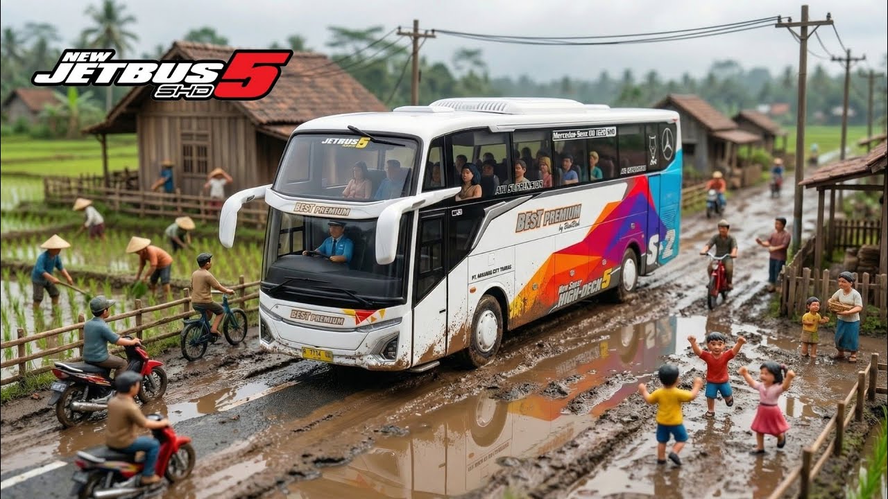 Bus AKAP Nekat Lewat Jalan Berlumpur! 🚌 Bus Best Premium Jetbus5 | Diorama Miniatur Super Realistis