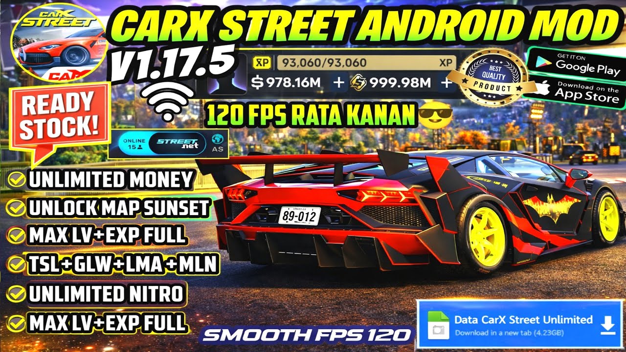 Update!! CarX Street MOD APK v.1.17.5 Gameplay - Unlimited Money Gold & Premium Car Anti Ban 2025