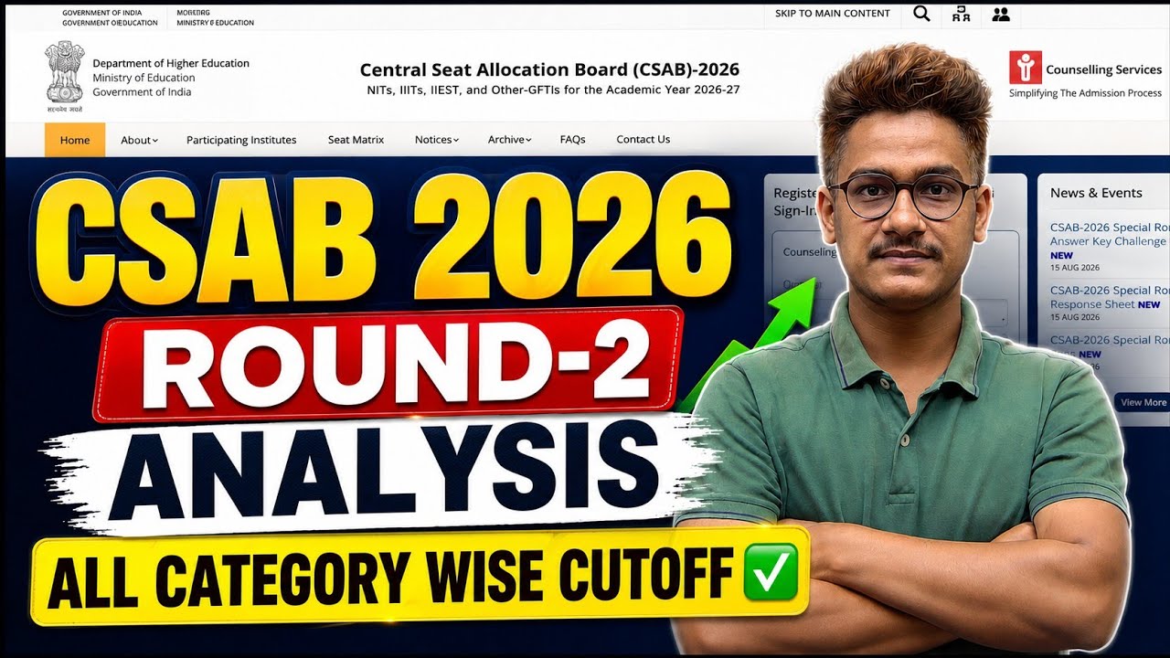 CSAB 2026 Round 2 Cutoff ✅ NIT IIIT GFTI Category Wise Cutoff | Maximum Closing Rank NITs #CSAB2026