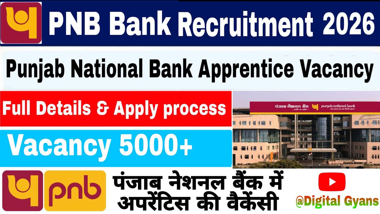 Pnb apprentice 2026 notification | New banking apprentice vacancy 2026