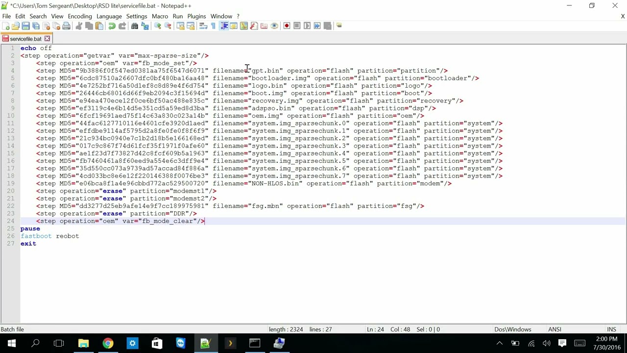 How to convert a service.XML file to flash Motrorola firmware to your Moto Device