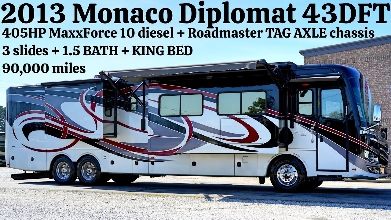 2013 Monaco Diplomat 43DFT TAG AXLE A Class 405HP MaxxForce Diesel Pusher @ Porter's RV - $149,900