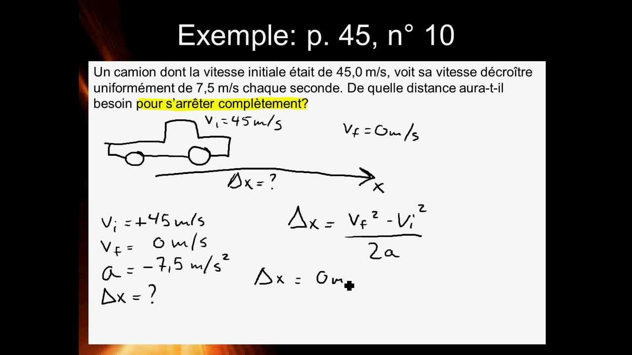 Physique 504 - Les mouvements: Équations du MRUA et exemples (partie 2)