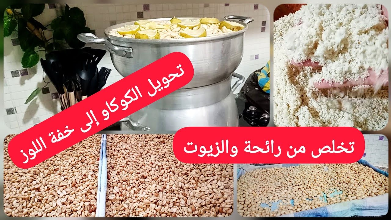 الفيديو المطلوب بكثرة طريقة تحويل الكوكاو إلى خفة اللوز  وتخلص من الزيوت ورائحة بطريقة ومكونات بسيطة
