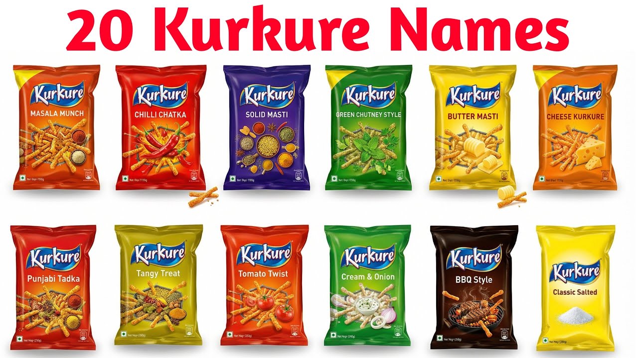 20 कुरकुरे के नाम | Learn 20 Kurkure Names in English and Hindi | Kids Learning Video