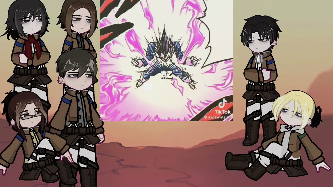 Attack on titan react to eren as Vegeta | goku | Dragonball | Gacha life 2