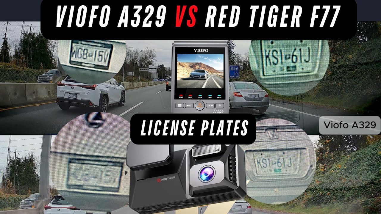 Сравнение номерных знаков Viofo A329 и Red Tiger F77 4K Dash Cam