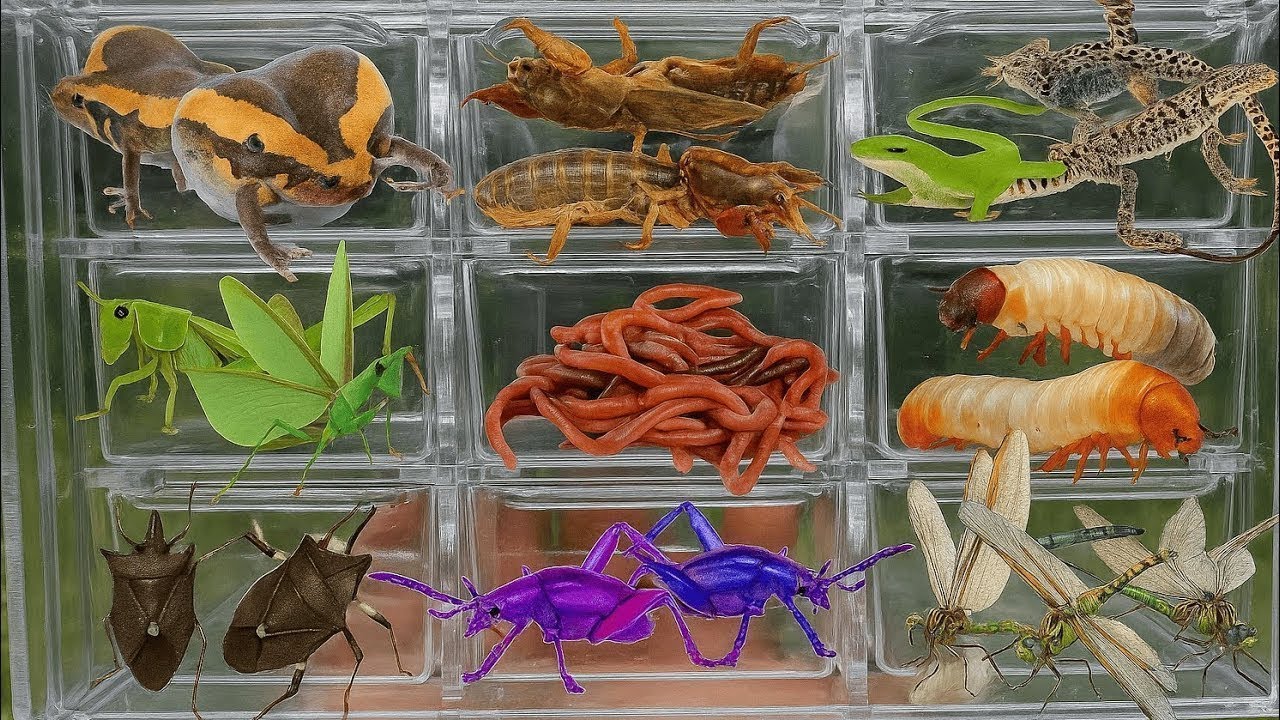 I Catching insects in the garden, I got  ,Mosquito larva, Betta fish, Beetle, Frog, Deep,Millipedes