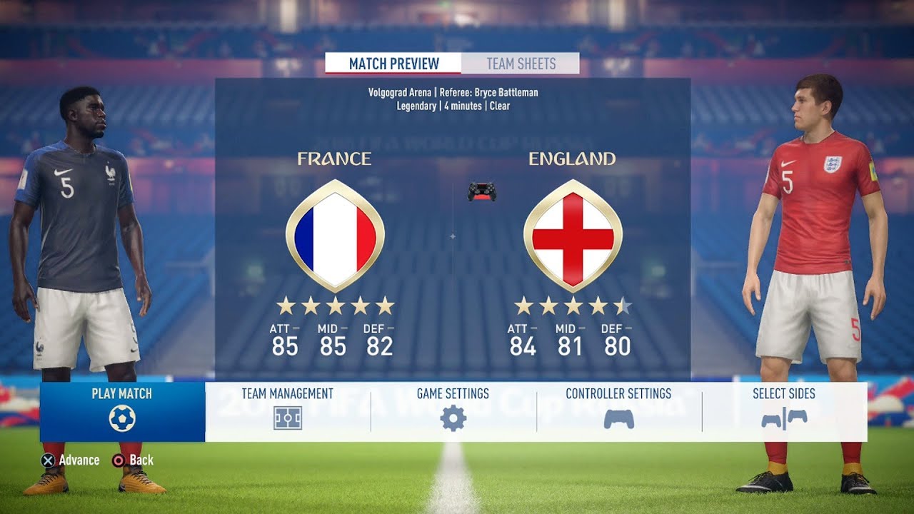 FIFA World Cup 2018 - France Vs England - FULL GAMEPLAY - PS4