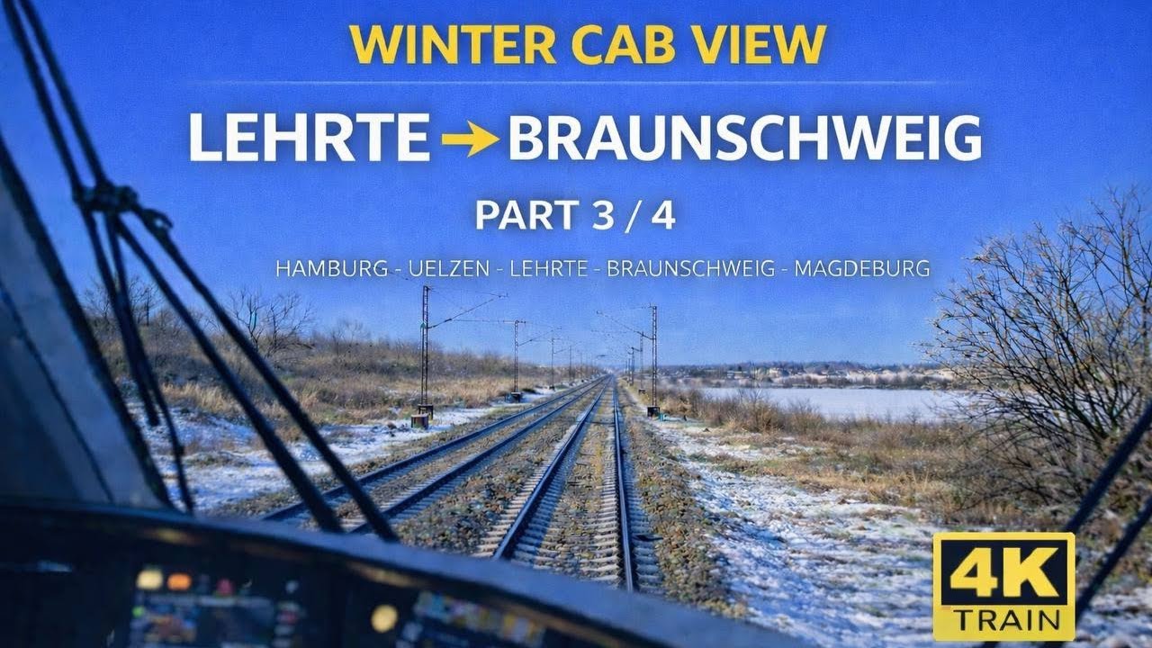 Winter Freight Cab View 4K | Lehrte → Braunschweig | ICE, Intercity & Freight Traffic (Part 3/4)