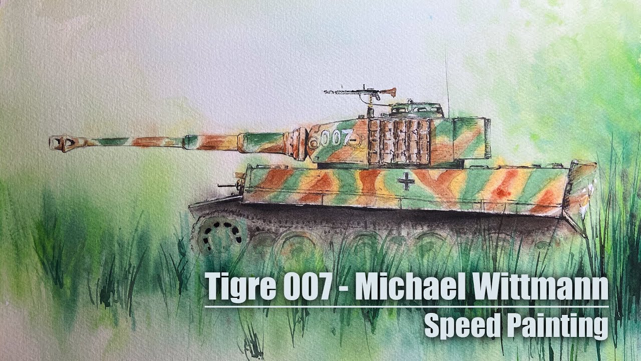 Le char Tigre en Aquarelle
