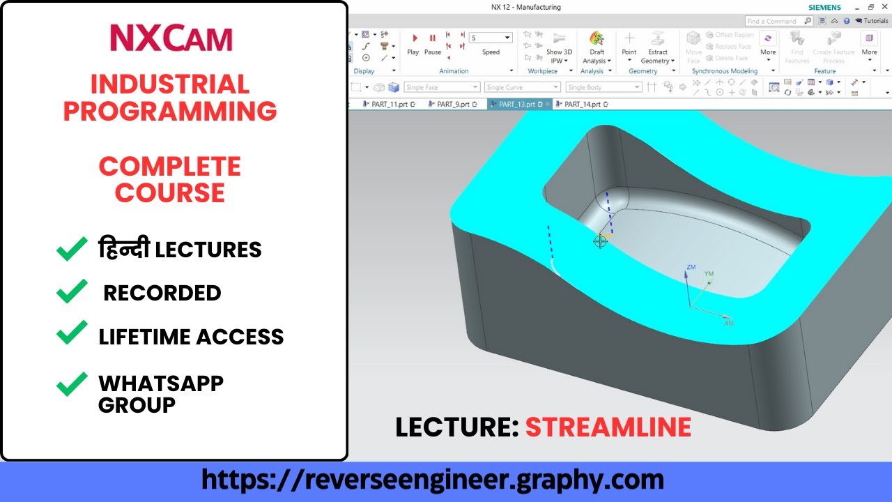 HINDI | 392. Streamline | NX CAM Industrial Programming Full Course WhatsApp/Call +91 9654816262