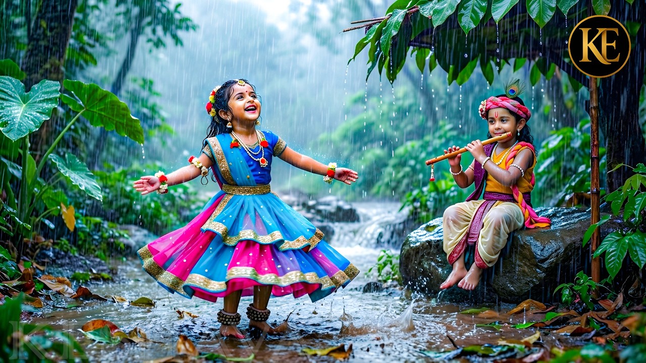 राधा जी का बारिश में प्यारा नृत्य और कान्हा हो गए मंत्रमुग्ध! || YMKN || यशोमती मईया के नंदलाला