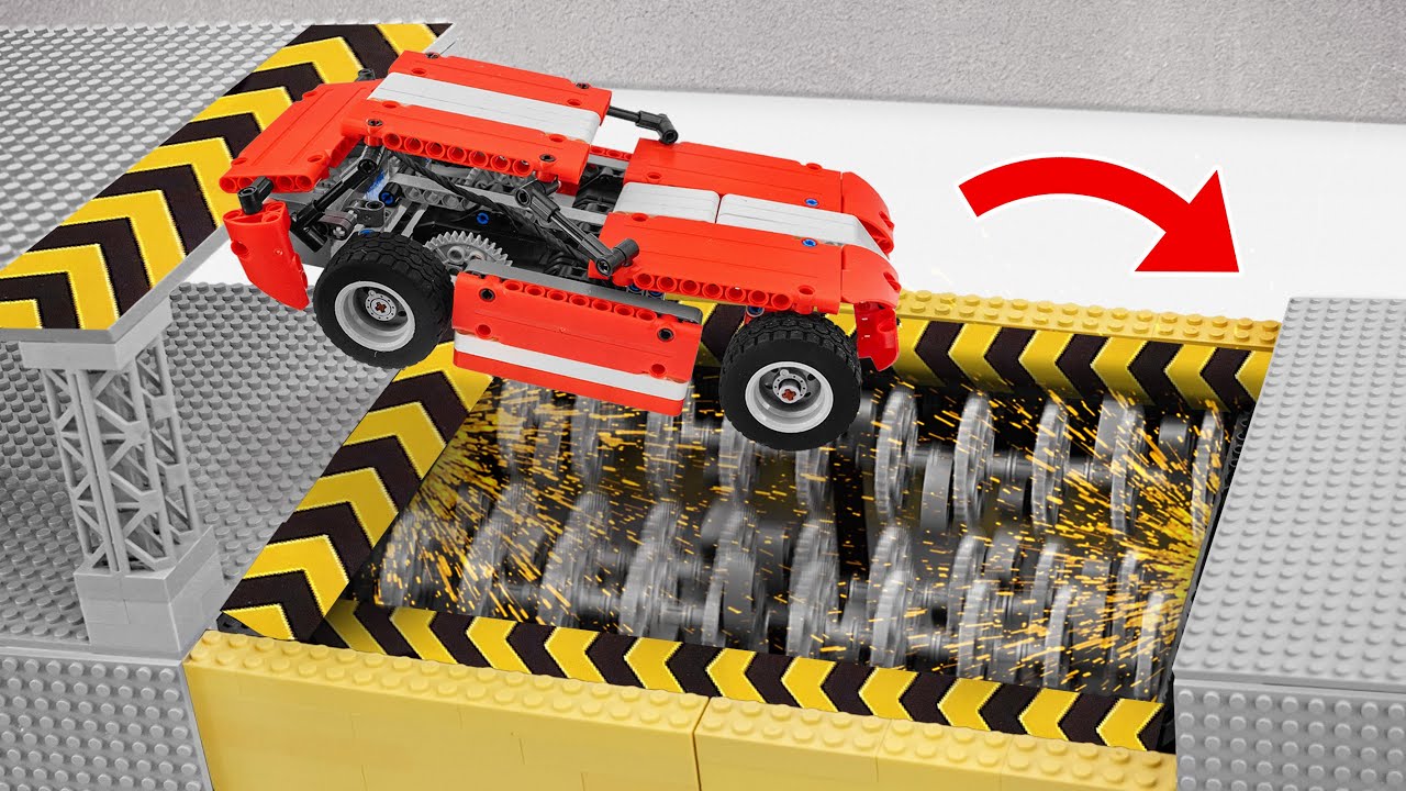 Making LEGO Technic Car Move Through Crushing Machine | FM Lego Technic