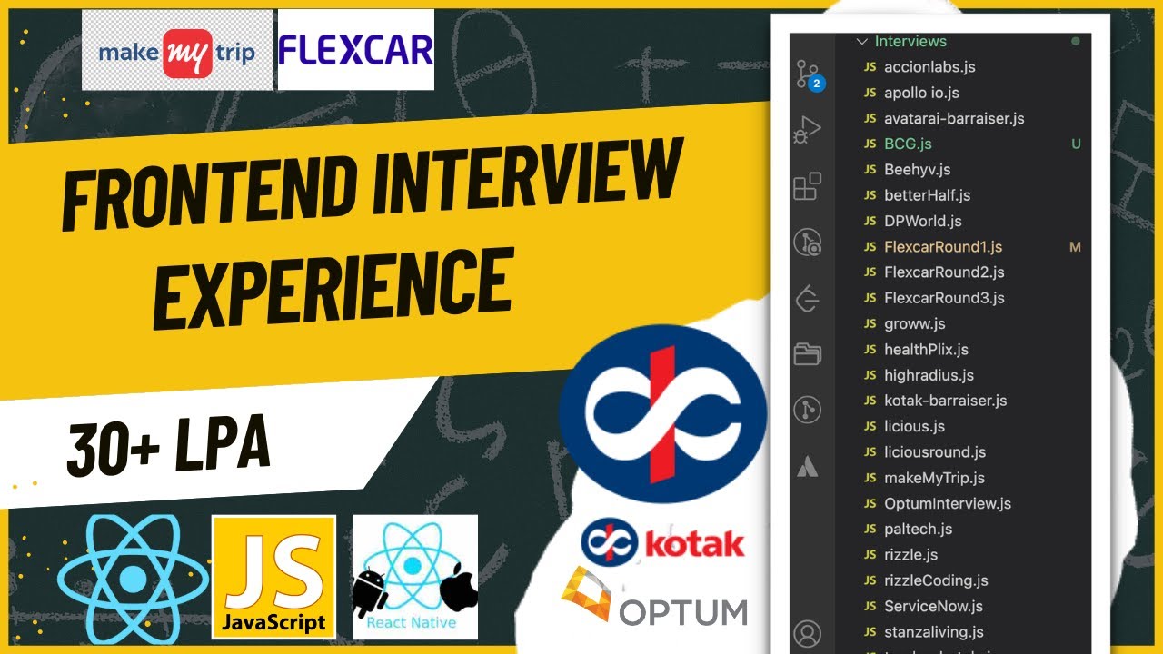 Kotak Frontend Interview Experience || Javascript || React Native || React