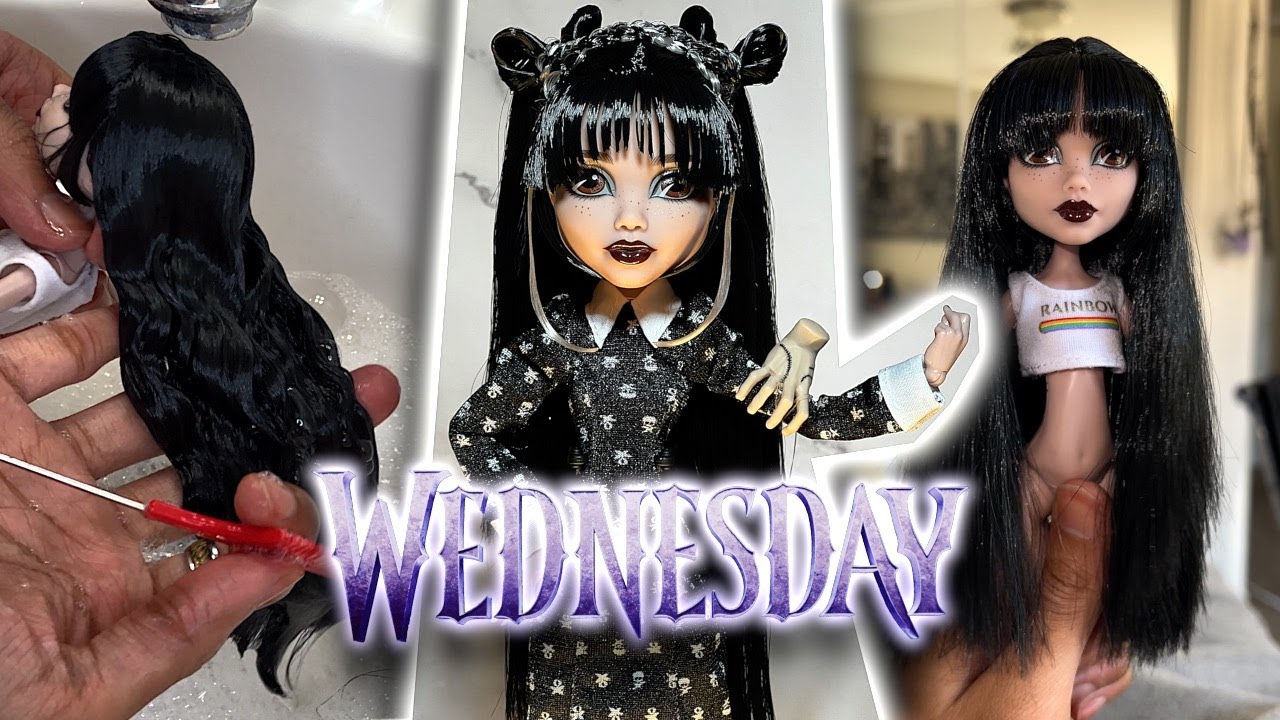 Wednesday x Monster High Doll Hair Restyle! 🖤🫳