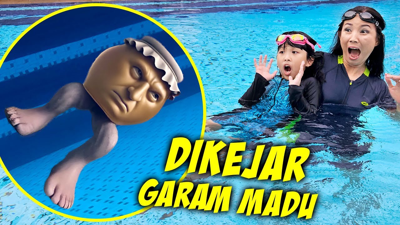 BERENANG DIKEJAR ANOMALI GARAM MADU DI KOLAM RENANG ! TAKUT BANGET !