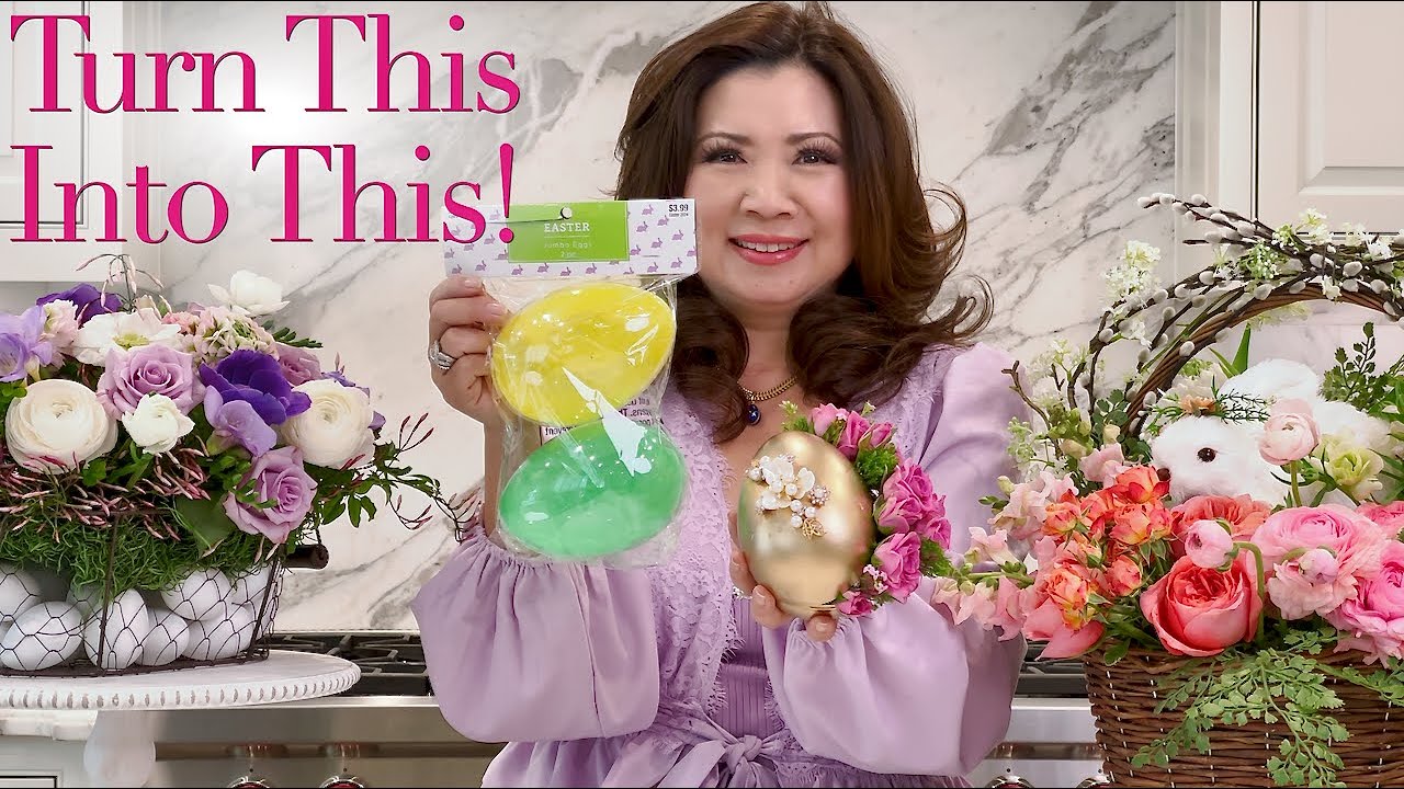 Transform Plastic Easter Eggs into an Exquisite Jeweled Floral Egg #easter #floralarrangements
