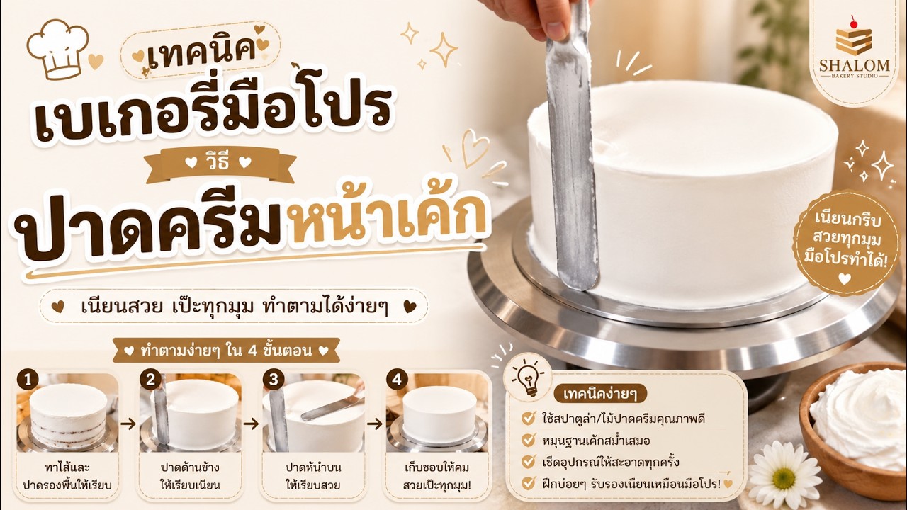 Ep : 5 วิธี ปาดครีมหน้าเค้ก | เทคนิคการทำเบเกอรี่ “ที่คุณต้องรู้”