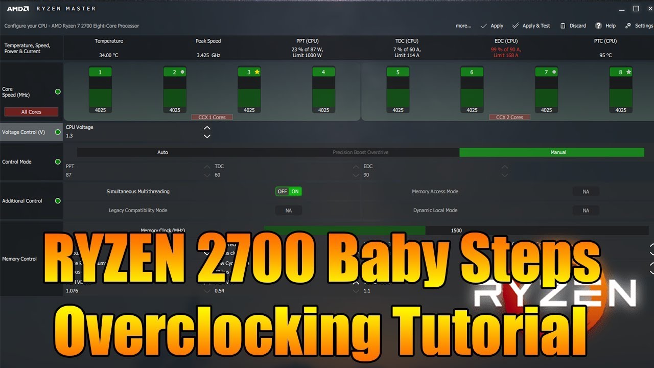 Ryzen 7 2700 4.025Ghz Overclocking Tutorial with Ryzen Master Software
