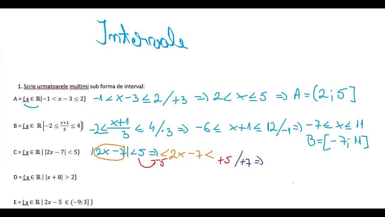 Intervale clasa a 8-a